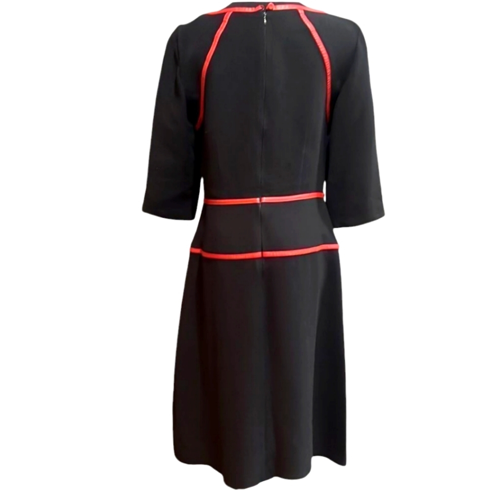 EUC PRADA Leather Accented Bateau Neckline Knee Length Dress Authentic - Picture 4 of 11